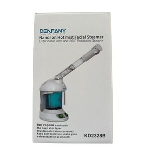 Denfany Nano Ion Hot Mist Facial Steamer Extendable Arm 360 Rotatable White